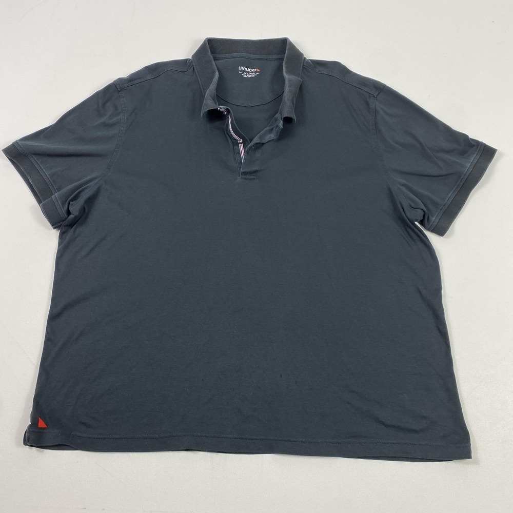 UNTUCKit Polo Shirt Mens 2XL Dark Gray Short Sleeve Collared Casual‎ Cotton